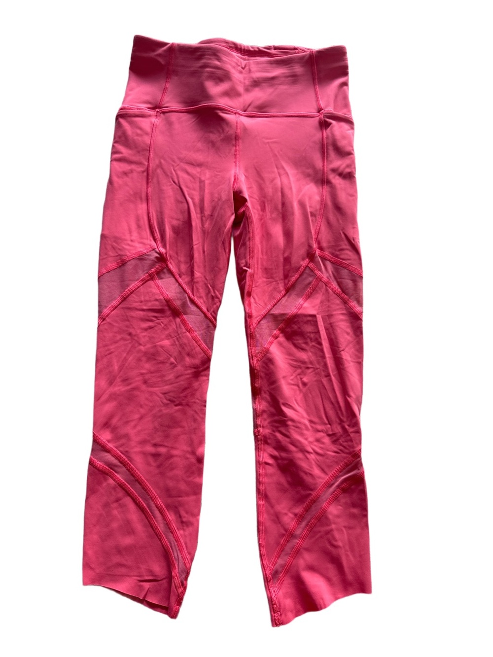 Lululemon Pink High-Rise Mesh-Panel Leggings Cropped Size 4